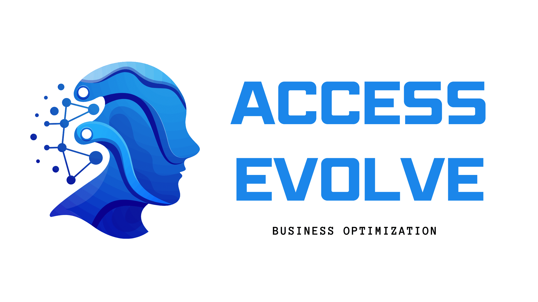 Blue Flat Illustrative Human Artificial Intelligence Technology Logo (Blog Banner) access evolve