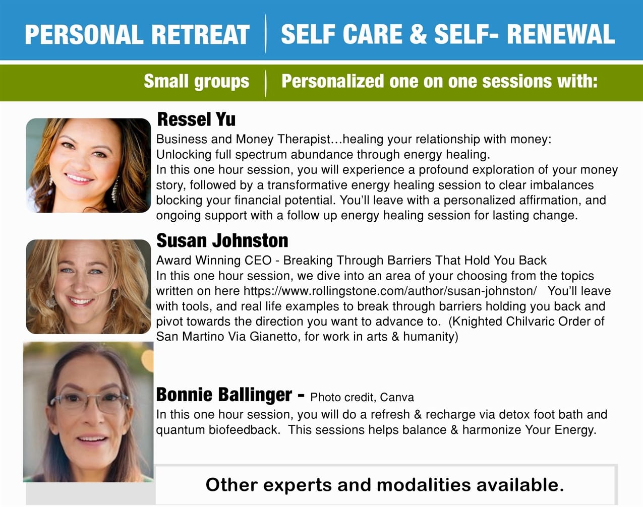 retreat one sheet. without shedule half pg retreat series